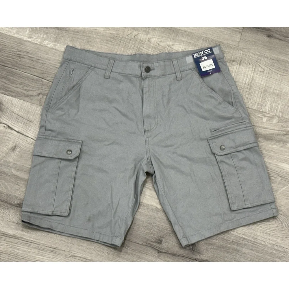 Iron Clothing Co. Men Regular Fit Stretch Cargo Short with Side Zipper Cargo 36